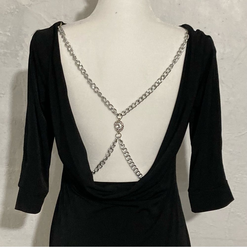 Frederick's of Hollywood open back bling black dress Small